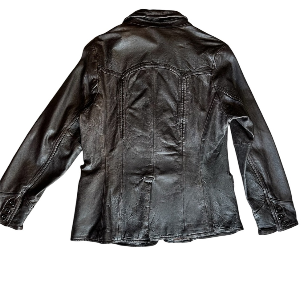 GAP Women's Brown Cow Leather Jacket Spring 03 Size L - Picture 8 of 10